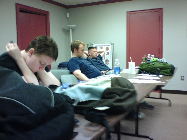 Fred studying in the EMT-I class.....NOT!