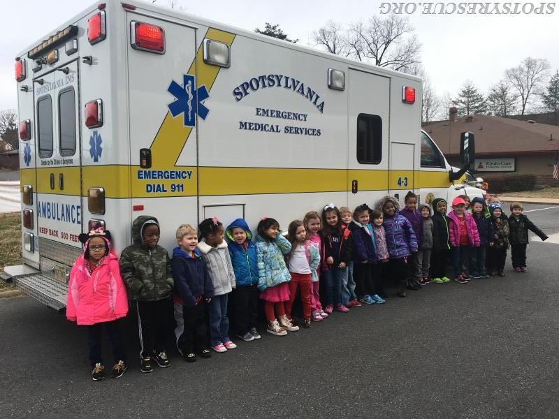 Students at Kindercare Preschool with Ambulance 4-3!
